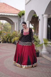 Women’s Rayon Lehenga Choli with Kutchi Work & Bandhani Jacket