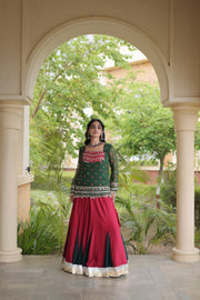 Women’s Rayon Lehenga Choli with Kutchi Work & Bandhani Jacket