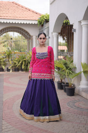 Women’s Rayon Lehenga Choli with Kutchi Work & Bandhani Jacket