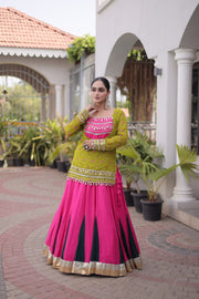 Women’s Rayon Lehenga Choli with Kutchi Work & Bandhani Jacket
