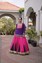 Women’s Rayon Lehenga Choli with Kutchi Work & Bandhani Jacket