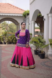 Women’s Rayon Lehenga Choli with Kutchi Work & Bandhani Jacket