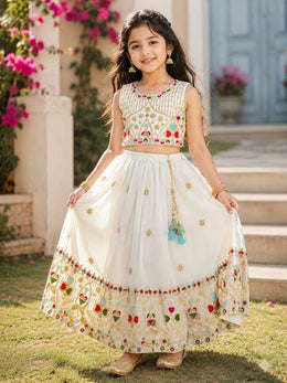 Girls Embroidered Lehenga Choli with Dupatta | Georgette Kids Ethnic Wear