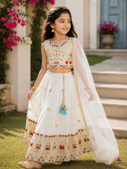 Girls Embroidered Lehenga Choli with Dupatta | Georgette Kids Ethnic Wear