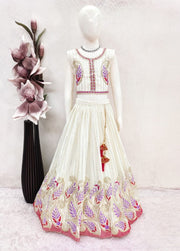 Girls Purple Embroidered Treditional Lehenga Choli with Dupatta