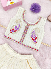 Girls Purple Embroidered Treditional Lehenga Choli with Dupatta