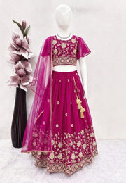 Girls Floral Embroidered Lehenga Choli Set with Dupatta