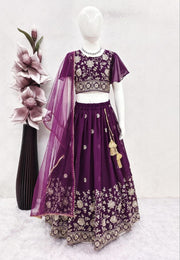 Girls Floral Embroidered Lehenga Choli Set with Dupatta