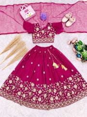 Girls Floral Embroidered Lehenga Choli Set with Dupatta