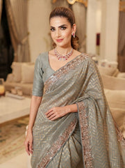 Indian Saree for Wedding, Party & Festive Wear, Traditional Ethnic Saree with Matching Blouse