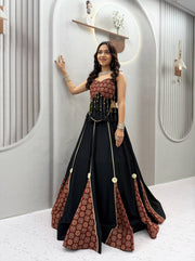 Women’s Chinon Silk Lehenga Choli Set with Heavy Embroidery & Fancy Lace Work