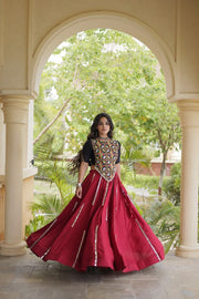 Women’s Stitched Rayon Lehenga Choli Set with Mirror Lace