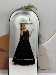 Women’s Black Anarkali Lehenga Choli Set, Traditional Indian Ethnic