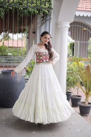 Women’s Ethnic Anarkali Gown Dress with Embroidered Bodice