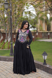 Women’s Anarkali Gown with Kutchi Gamthi Embroidery and Mirror Work