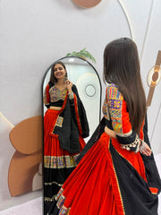 Women’s Black and Red Lehenga Choli Set, Indian Ethnic Wedding Outfit