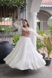 Women’s Ethnic Anarkali Gown Dress with Embroidered Bodice