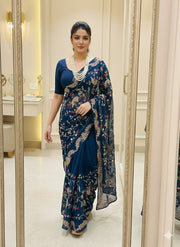 Indian Saree for Wedding, Party & Festive Wear, Traditional Saree with Matching Blouse