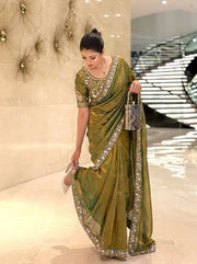 Women’s Saree with Embroidered Border For Traditional Look