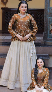 Women’s Floral Embroidered Lehenga With Top Style Festive Outfit