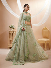 Women's Bandhej Mirror Work Lehenga Choli