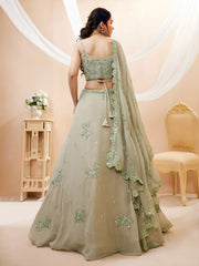 Women's Bandhej Mirror Work Lehenga Choli