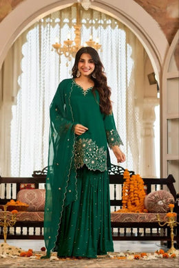 Women’s Embroidered Georgette Anarkali Suit Set with Dupatta