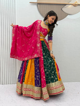 Women’s Multicolor Lehenga Choli Set with Dupatta, Traditional Indian Ethnic Wear