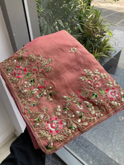 Women with Floral Embroidery Work and Heavy Embroidered Border