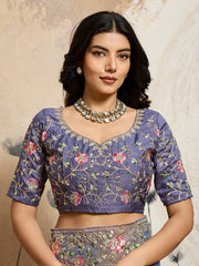 Women with Floral Embroidery Work and Heavy Embroidered Border