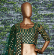 Emerald Green Embroidered Lehenga Choli with Dupatta – Designer Indian Wedding & Festive Wear.