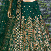 Emerald Green Embroidered Lehenga Choli with Dupatta – Designer Indian Wedding & Festive Wear.
