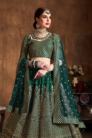Emerald Green Embroidered Lehenga Choli with Dupatta – Designer Indian Wedding & Festive Wear.