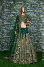Emerald Green Embroidered Lehenga Choli with Dupatta – Designer Indian Wedding & Festive Wear.