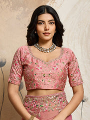 Women with Floral Embroidery Work and Heavy Embroidered Border