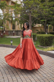 Women’s Anarkali Gown with Embroidered Kutchi Mirror Work