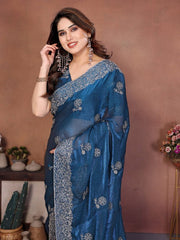 Heavy Embroidered Border, Indian Traditional Saree for Wedding, Party and Festive Wear