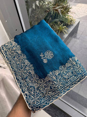 Heavy Embroidered Border, Indian Traditional Saree for Wedding, Party and Festive Wear