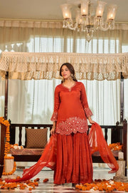 Women’s Embroidered Georgette Anarkali Suit Set with Dupatta