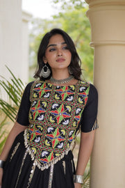 Women’s Stitched Rayon Lehenga Choli Set with Mirror Lace