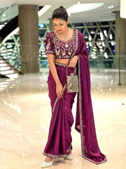 Women’s Saree with Embroidered Border For Traditional Look