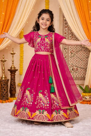 Girls Embroidered Lehenga Choli Set with Dupatta
