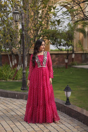 Women’s Anarkali Maxi Dress with Embroidered Bodice