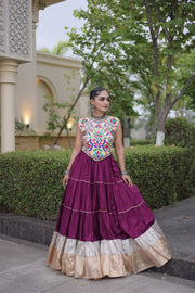 Women’s Rayon Lehenga with Kutchi Work Blouse
