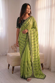 Women’s Saree with Mirror Work and Embroidered Border