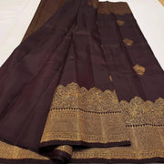 Deep Purple Soft Lichi Silk Saree for Women with All Over Jacquard Work