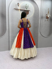 Women’s Bandhani Lehenga Choli with Kutchi Mirror Work