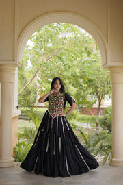 Women’s Stitched Rayon Lehenga Choli Set with Mirror Lace