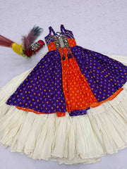 Women’s Bandhani Lehenga Choli with Kutchi Mirror Work