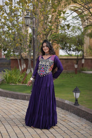 Women’s Anarkali Gown with Kutchi Gamthi Embroidery and Mirror Work